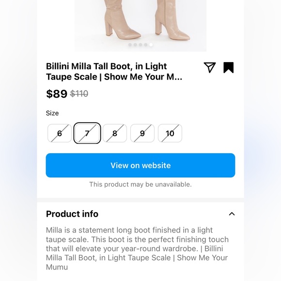 Billini Milla Tall Boot Taupe Womens Size 10 SHOW ME YOUR MUMU - Picture 8 of 10